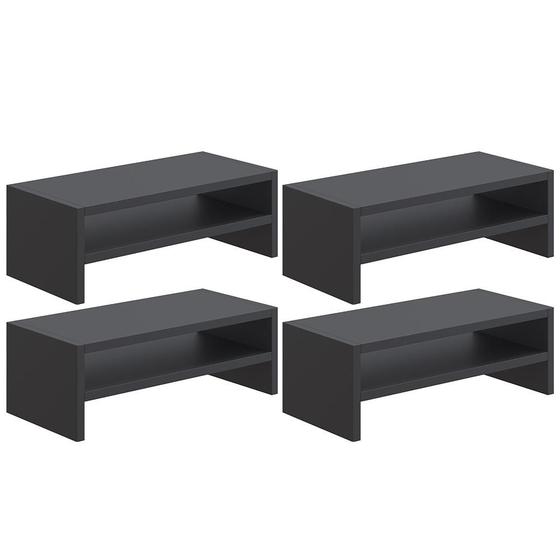 Imagem de Kit 04 Suportes Stand Para Monitores Mesa Escritório Home Office Lap L03 Preto - Lyam Decor