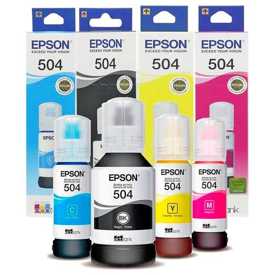 Kit 04 Tinta Original L4260 L4160 L6191 L6171 T504 Menor preço em Kit 04 Tinta Original L4260 L4160 L6191 L6171 T504