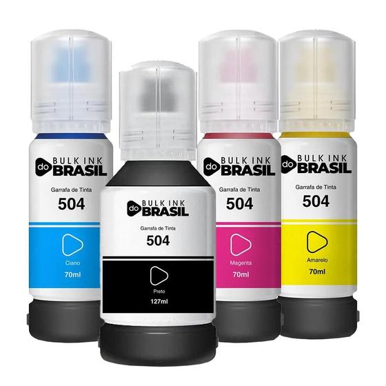 Imagem de Kit 04 Tintas T504 Compatível Para ecotank L6161, L6171, L6191, L6270, L14150