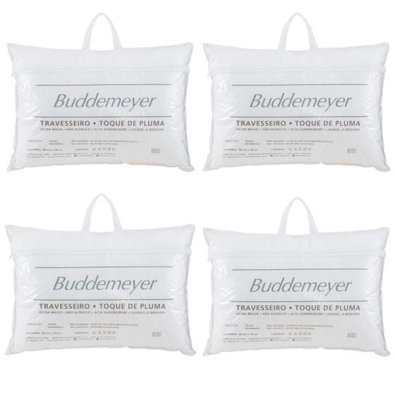 Kit 04 Travesseiros Buddemeyer Toque de Pluma 100% Algodão 233 Fios Menor preço em Kit 04 Travesseiros Buddemeyer Toque de Pluma 100% Algodão 233 Fios