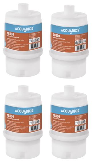 Imagem de KIT 04 UN Refil Blindado AB100 Acquabios Aplicavel Filtros ACQUA POU 5 Rosca de 1/2 Carvão Ativado