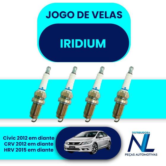 Imagem de Kit 04 Velas Irídium Honda Crv Hrv Civic G9 2012 A 2016