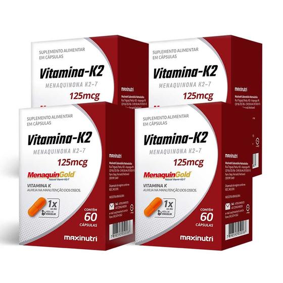 Imagem de Kit 04 Vitamina K2 Menaquingold 60 Capsulas Maxinutri