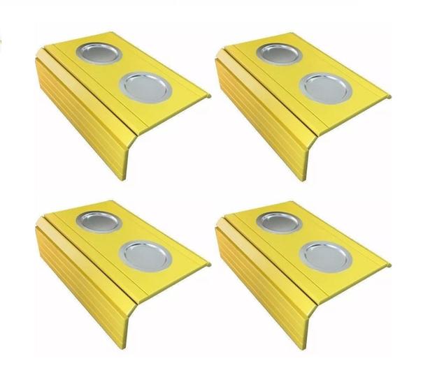 Imagem de Kit 04un Esteiras Para Braço De Sofá Com Porta Copos Alumínio Amarelo