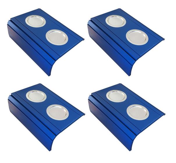 Imagem de Kit 04un Esteiras Para Braço De Sofá Com Porta Copos Alumínio Azul Bic.