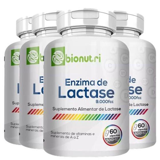 Kit 04x Enzima Lactase 60 Cápsulas cada 9.000fcc Bionutri Para ...