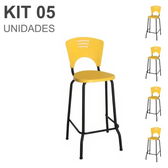 Imagem de KIT 05 Banquetas Fixa Alta Piacere - Cor Amarelo - 34109