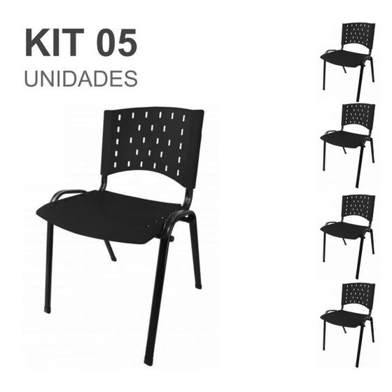 Imagem de Kit 05 Cadeiras Plásticas 04 pés - COR PRETO - 24000