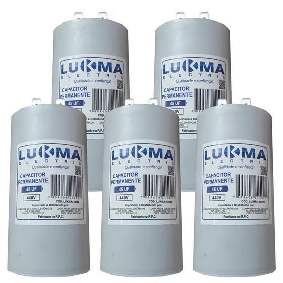 Imagem de Kit 05 capacitor permanente com terminal 45,0 uf/440v
