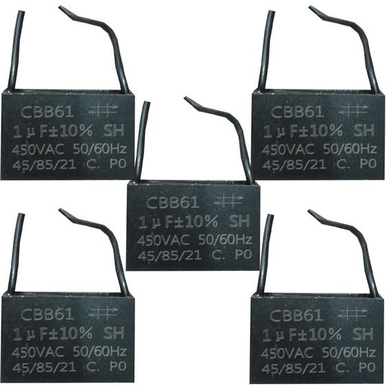 Imagem de Kit 05 capacitor polipropileno 1x450v - quadrado cbb61