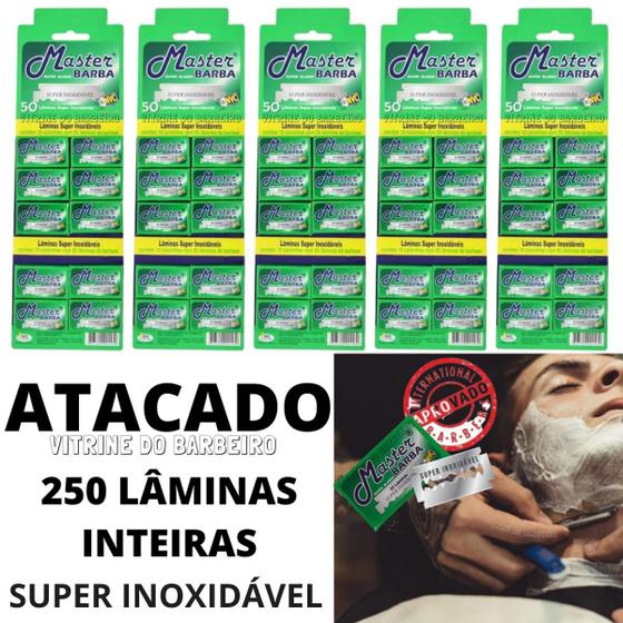 Imagem de Kit 05 Cartelas 250 Lâminas Inteiras Barbeiro Profissional!!