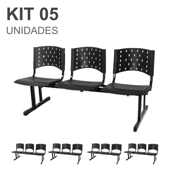 Imagem de Kit 05 longarinas PLÁSTICAS 03 Lugares  Cor PRETO  REALPLAST  23003