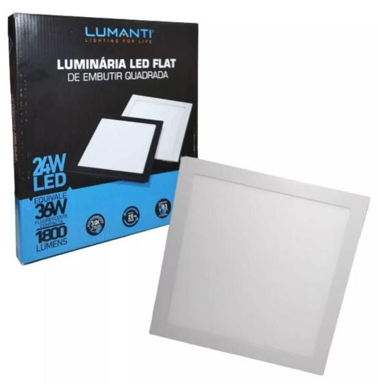 Kit 05 Luminária Led Flat Embutir Quadrada 6500K 24W (LUMANTI) 1800