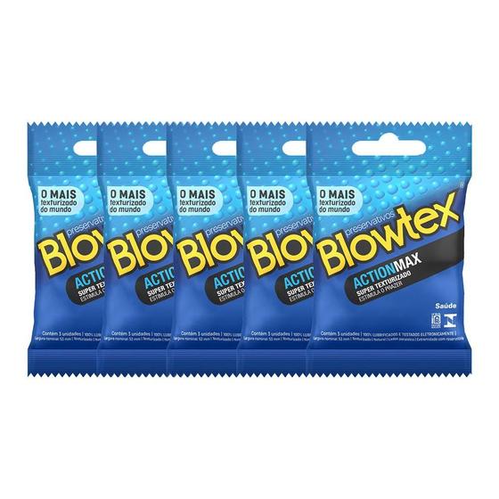 Imagem de Kit 05 Pacotes Preservativo Blowtex ActionMax com 03 Unidades cada