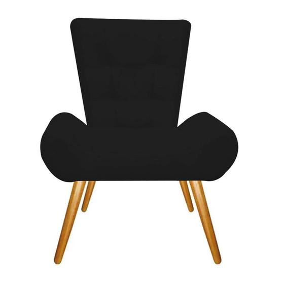Imagem de Kit 05 Poltrona Cadeira Decorativa  Nani Sala de Estar Recepção Escritório material sintético Preto - KDAcanto Móveis