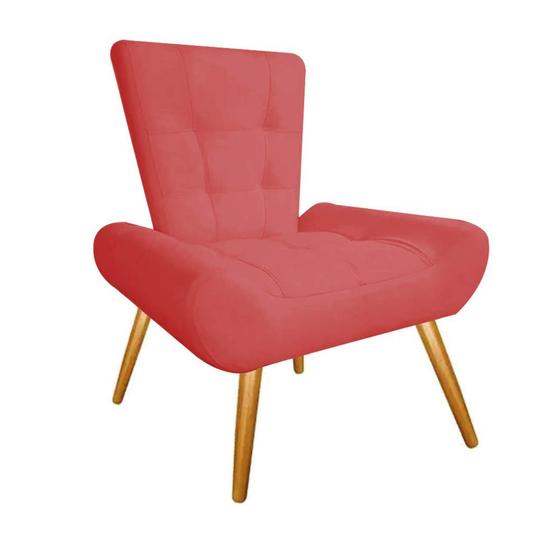 Imagem de Kit 05 Poltrona Cadeira Decorativa  Nani Sala de Estar Recepção Escritório Suede Vermelho - KDAcanto Móveis