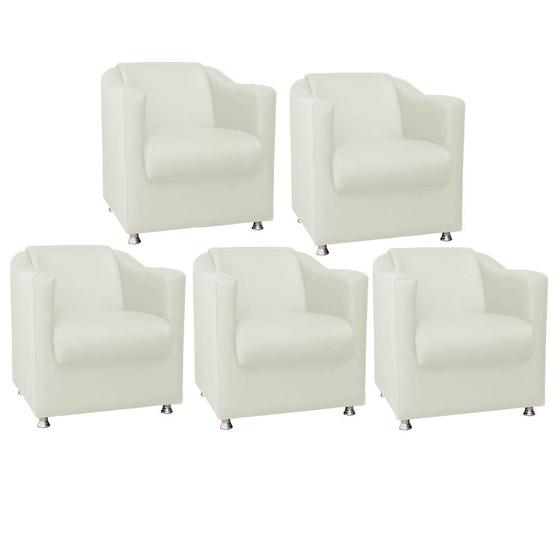 Imagem de Kit 05 Poltrona Cadeira Decorativa Tilla   Para Sala de Estar Recepção Escritório Corinho Branco - Damaffê Móveis