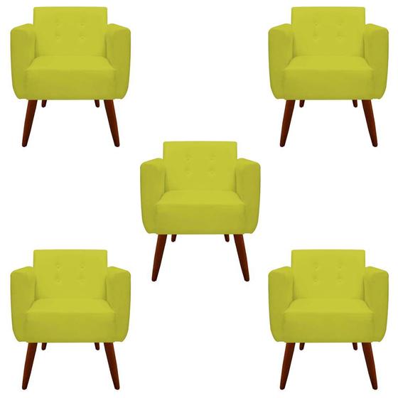 Imagem de Kit 05 Poltronas Decorativa Duda Suede Amarelo - D'Classe Decor