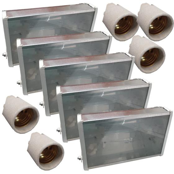 Imagem de Kit 05 refletor 150w rcm + 05 receptaculo porcelana e27