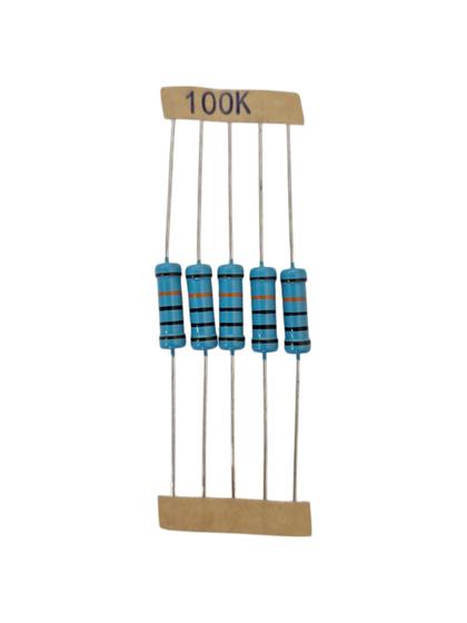 Imagem de Kit 05 resistor de precisão 100k 1% 2w