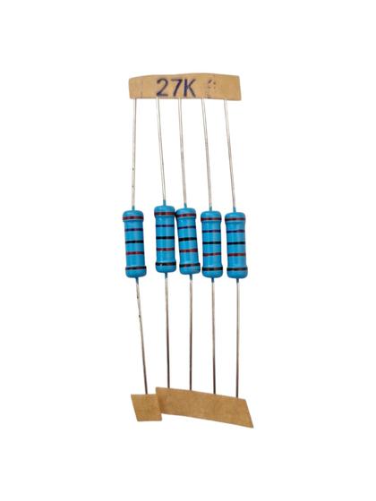 Imagem de Kit 05 resistor de precisão 27k 1% 2w