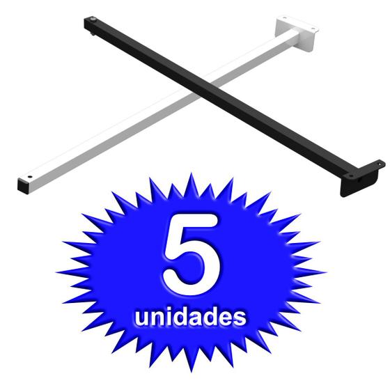 Imagem de KIT 05 Suportes Haste De Refletor Led Parede Fachada Banner Base L Curva 50 Cm