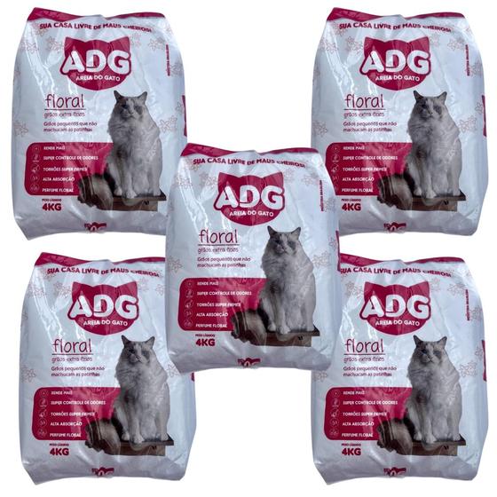 Imagem de Kit 05 Uni Areia Sanitária Para Gatos 4kg Areia Para Gato Perfumada