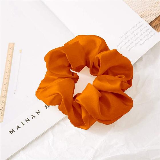 Imagem de Kit 05 Xuxinha de Cetim Scrunchie Elástico de Cabelo Rabicó Frufru para Prender o Cabelo