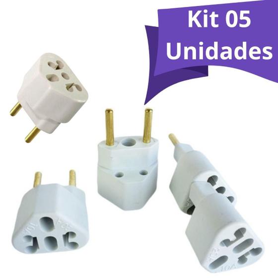 Imagem de Kit 05Un Adaptadores De Tomada 10A / 20A Bivolt T