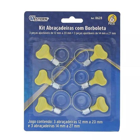 Imagem de Kit 06 Abraçadeiras De Aço Com Borboleta Ajustável Apertar