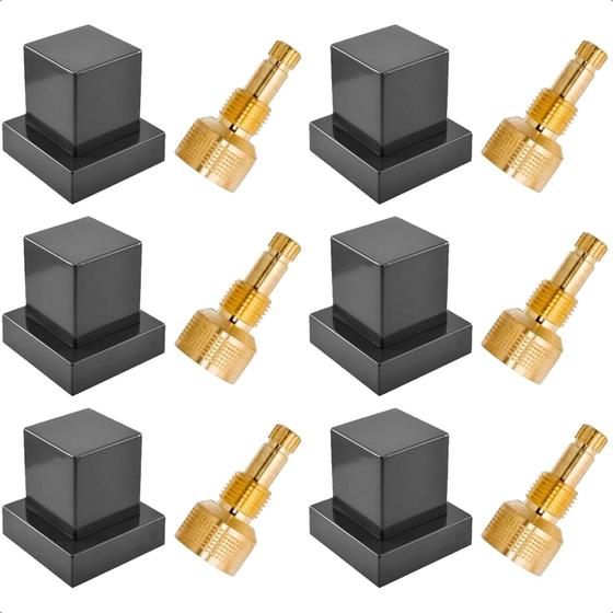 Imagem de Kit 06 Acabamento Preto Quadrado Registro Pressão - Fabrimar