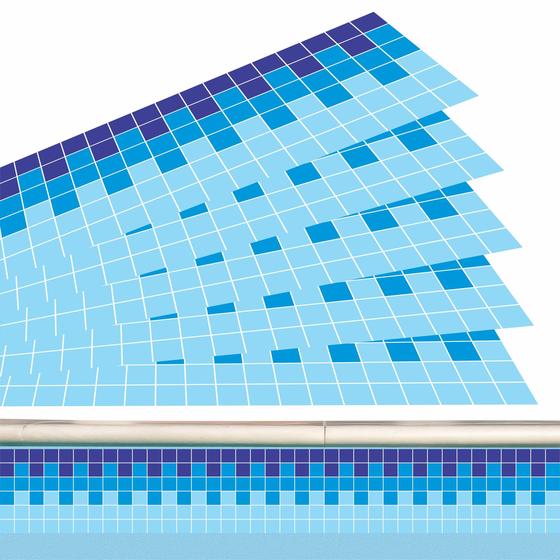 Imagem de Kit 06 Adesivos Piscina Azulejo Mosaico Quadriculado Azul 100x15cm