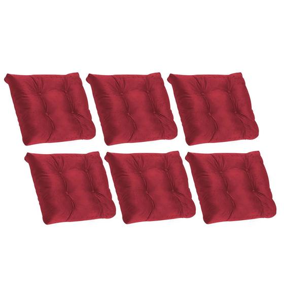 Imagem de Kit 06 Almofada Para Poltrona Costela com Enchimento Suede Vermelho - Ahazzo Móveis