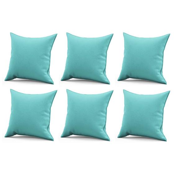 Imagem de Kit 06 Almofadas Decorativa Quadrada Lih 45x45cm Cheia com Enchimento Suede Azul Turquesa - Ahazzo Móveis