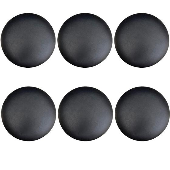 Imagem de Kit 06 Assentos Redondo Banqueta Cadeira Estofados Poltronas H02 Corano Preto 39 cm - Lyam Decor
