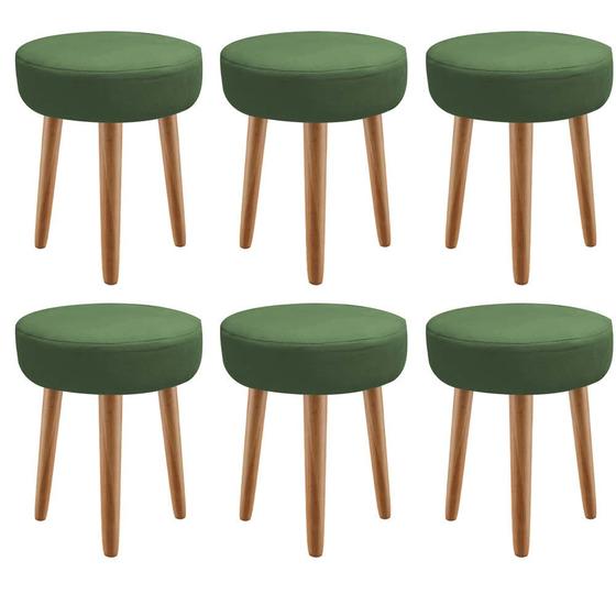 Imagem de Kit 06 Banqueta Alta Julia Industrial 55cm Pé Palito Carvalho Suede Verde - Ahz Móveis