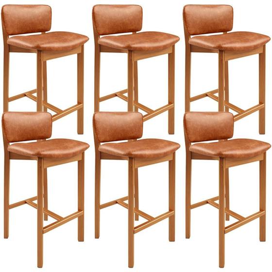 Imagem de Kit 06 Banquetas Alta Para Cozinha Sala de Jantar Bar Dara L02 material sintético Camel - Lyam Decor