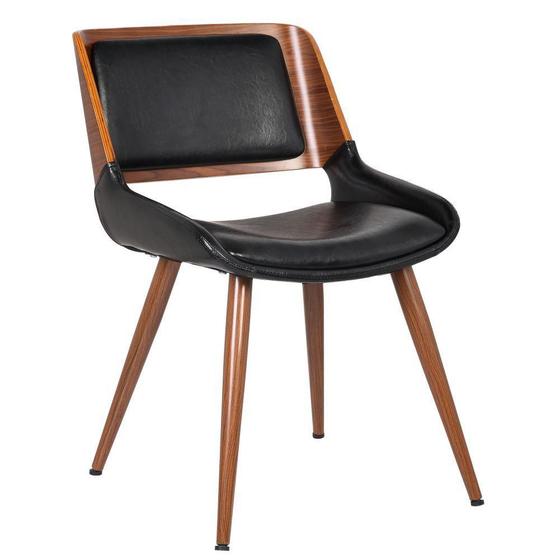 Imagem de Kit 06 Cadeiras Decorativa Escritório Recepção New Design Pés Madeira Preta - Gran Belo