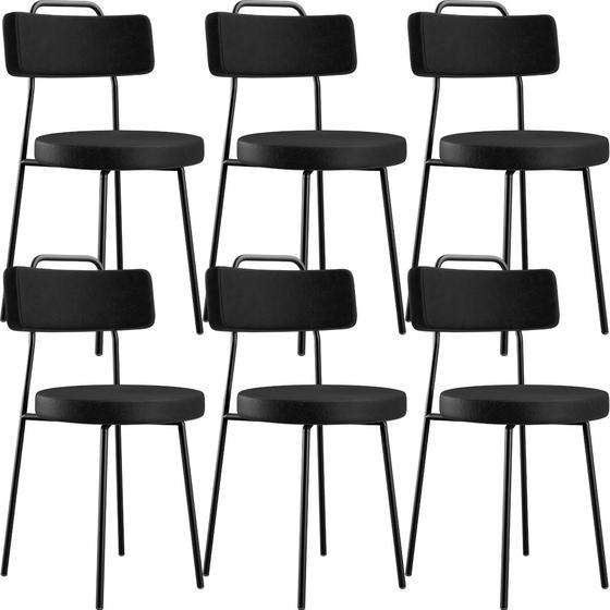 Imagem de Kit 06 Cadeiras Decorativas Para Sala De Jantar Barcelona L02 material sintético Preto - Lyam Decor