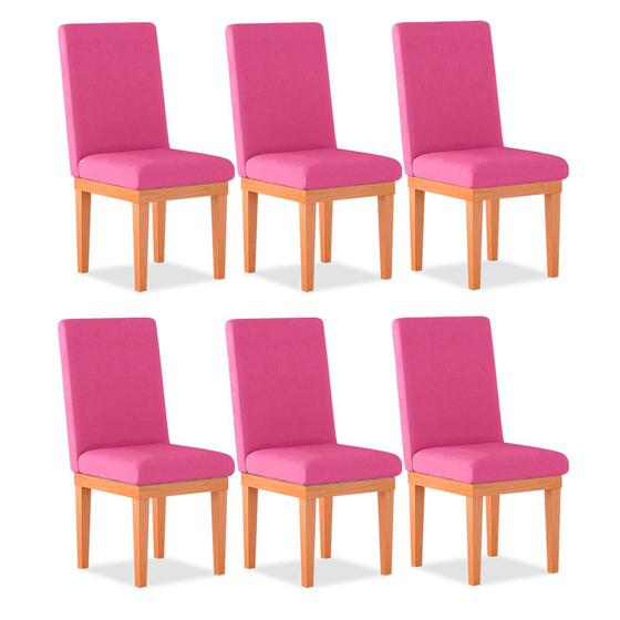 Imagem de Kit 06 Cadeiras Estofada Alice Para Mesa de Jantar  Suede Terracota - Madeira Prima Deccor