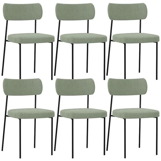 Imagem de Kit 06 Cadeiras Estofadas Para Sala De Jantar Melina L02 Bouclê Oliva - Lyam Decor