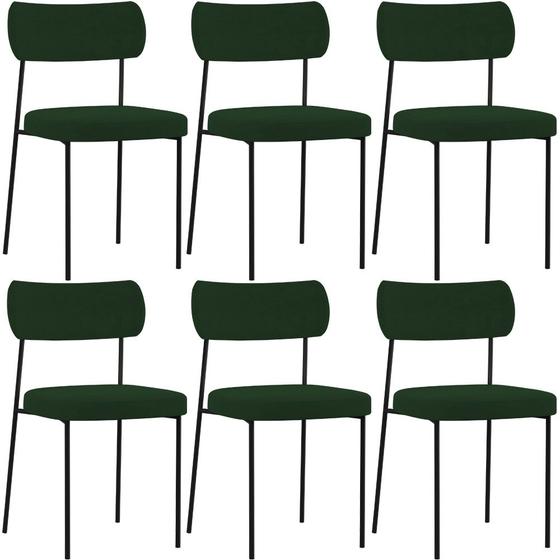 Imagem de Kit 06 Cadeiras Estofadas Para Sala De Jantar Melina L02 Suede Verde Musgo - Lyam Decor