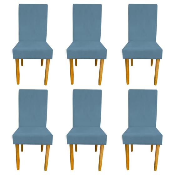 Imagem de Kit 06 Cadeiras Luxo Mila Sued Azul Tiffany - D'Classe Decor