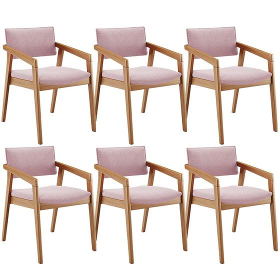 Imagem de Kit 06 Cadeiras Para Sala de Jantar Estar Living Giorgia B04 Bouclê Rosê - Lyam Decor