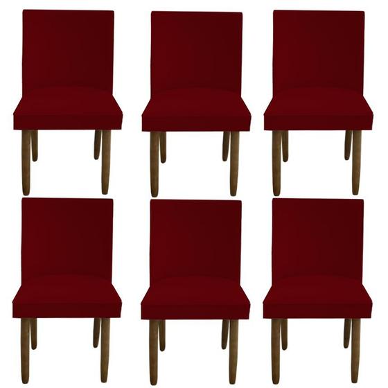 Imagem de Kit 06 Cadeiras Para Sala De Jantar Tóquio Pés palito Suede Vermelho - D'Classe Decor