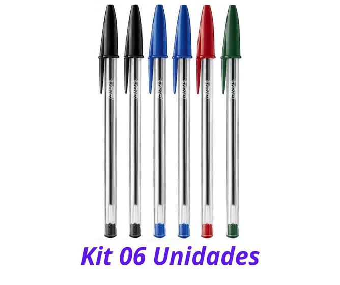 Imagem de kit 06 Canetas Bic Cristal Dura+ 1.0mm