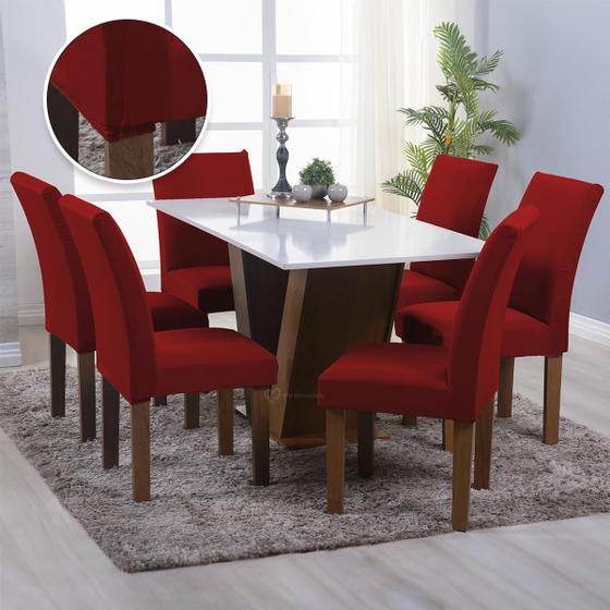 Imagem de Kit 06 Capa Cadeira Estofadas Protetor Tecido Malha Gel Spandex Coladinha Mesa Jantar 6 Lugares Com Elastico