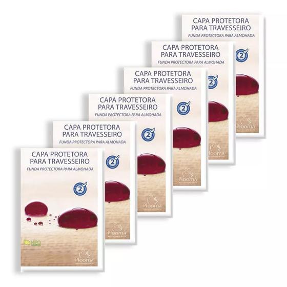 Imagem de Kit 06 Capas Protetora Travesseiro Impermeável Plooma Soft com Zíper