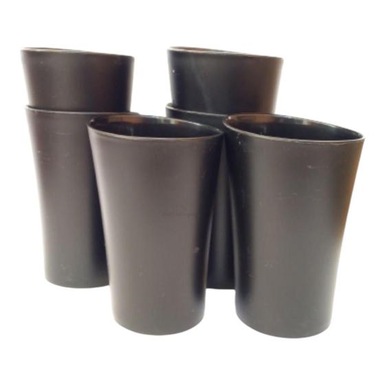 Imagem de Kit 06 Copos Plastico Duro Resistente Bebidas 400ml Preto