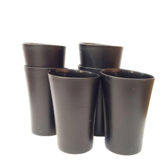 Imagem de Kit 06 Copos Plastico Duro Resistente Bebidas 400Ml Preto